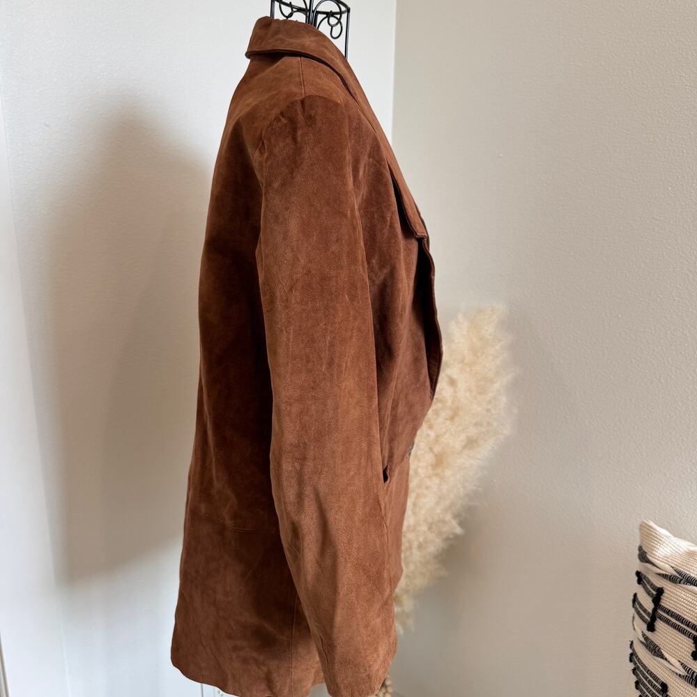 Vintage Bloomingdale's Caramel Brown Suede Blazer Jacket Size 6 Petite - Picture 8 of 10